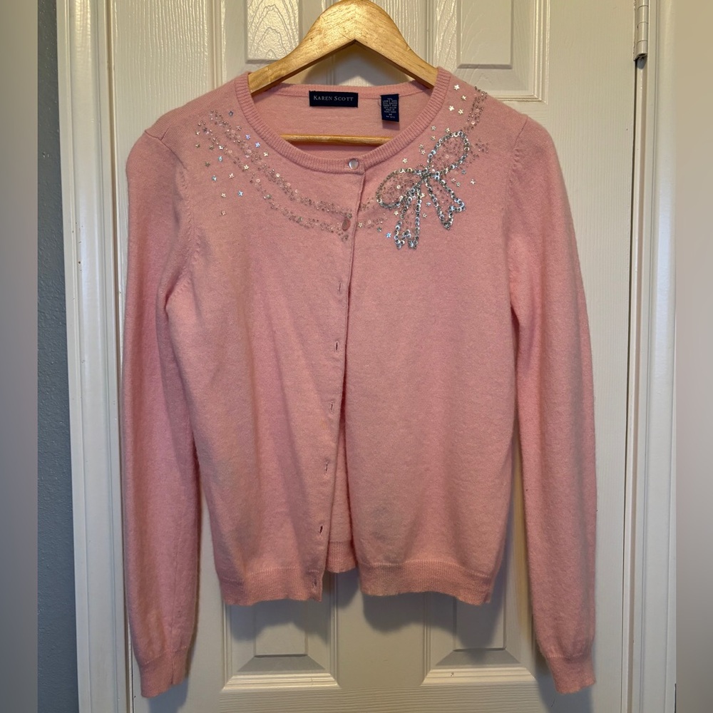Women's Vintage 90's Baby Pink Girly Soft Girl Aesthetic Wool Blended Cardigan